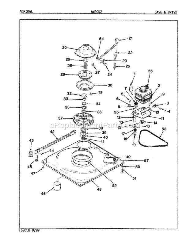 admiral washer parts diagram