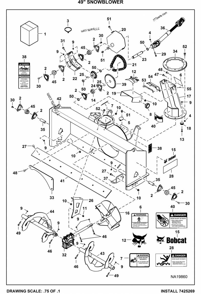 bobcat snowblower parts diagram