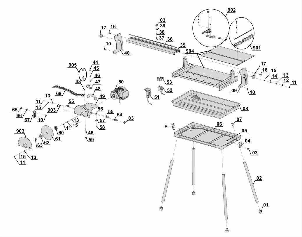 bosch 4000 table saw parts diagram