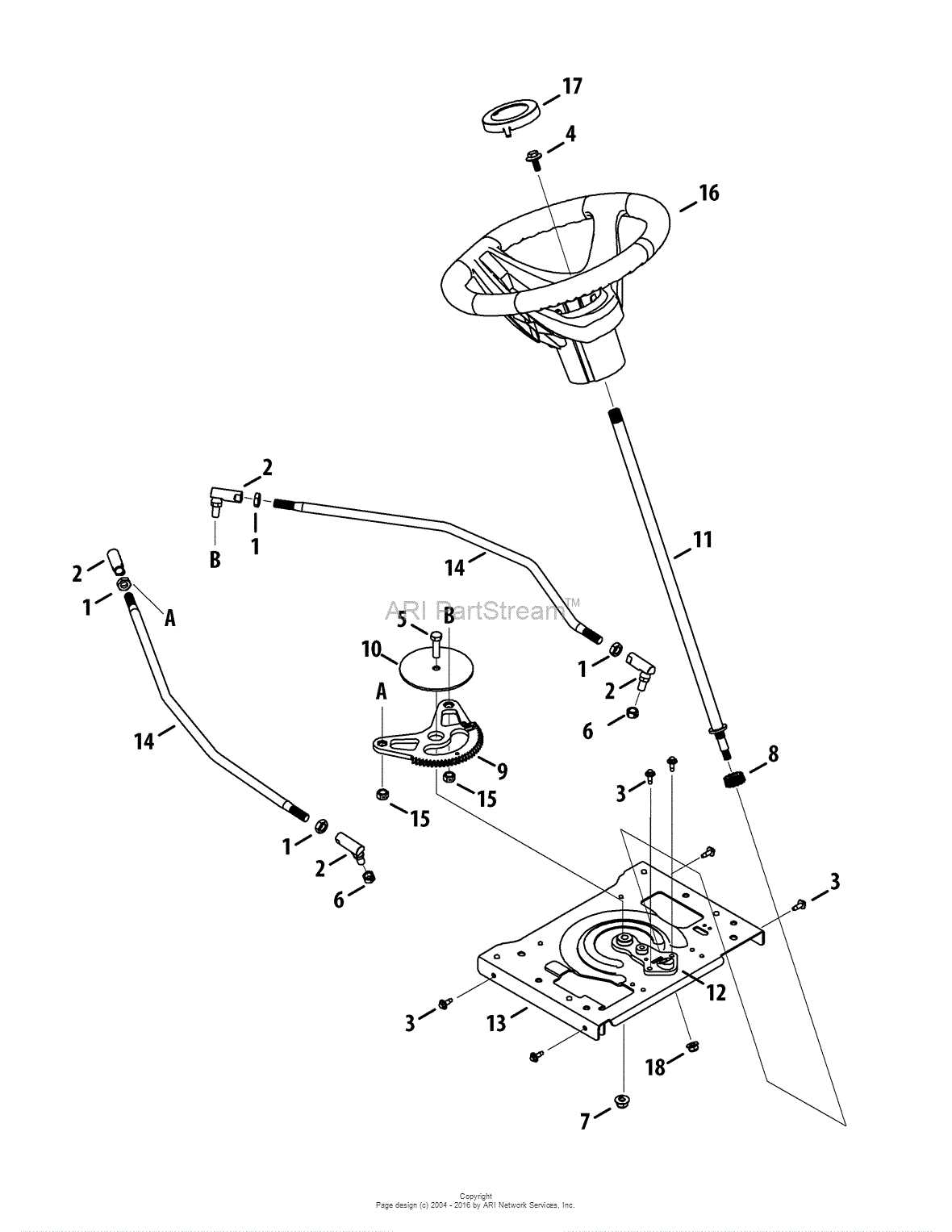 craftsman gt5000 steering parts diagram