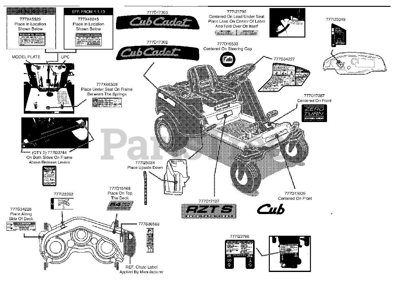 cub cadet rzt 54 parts diagram