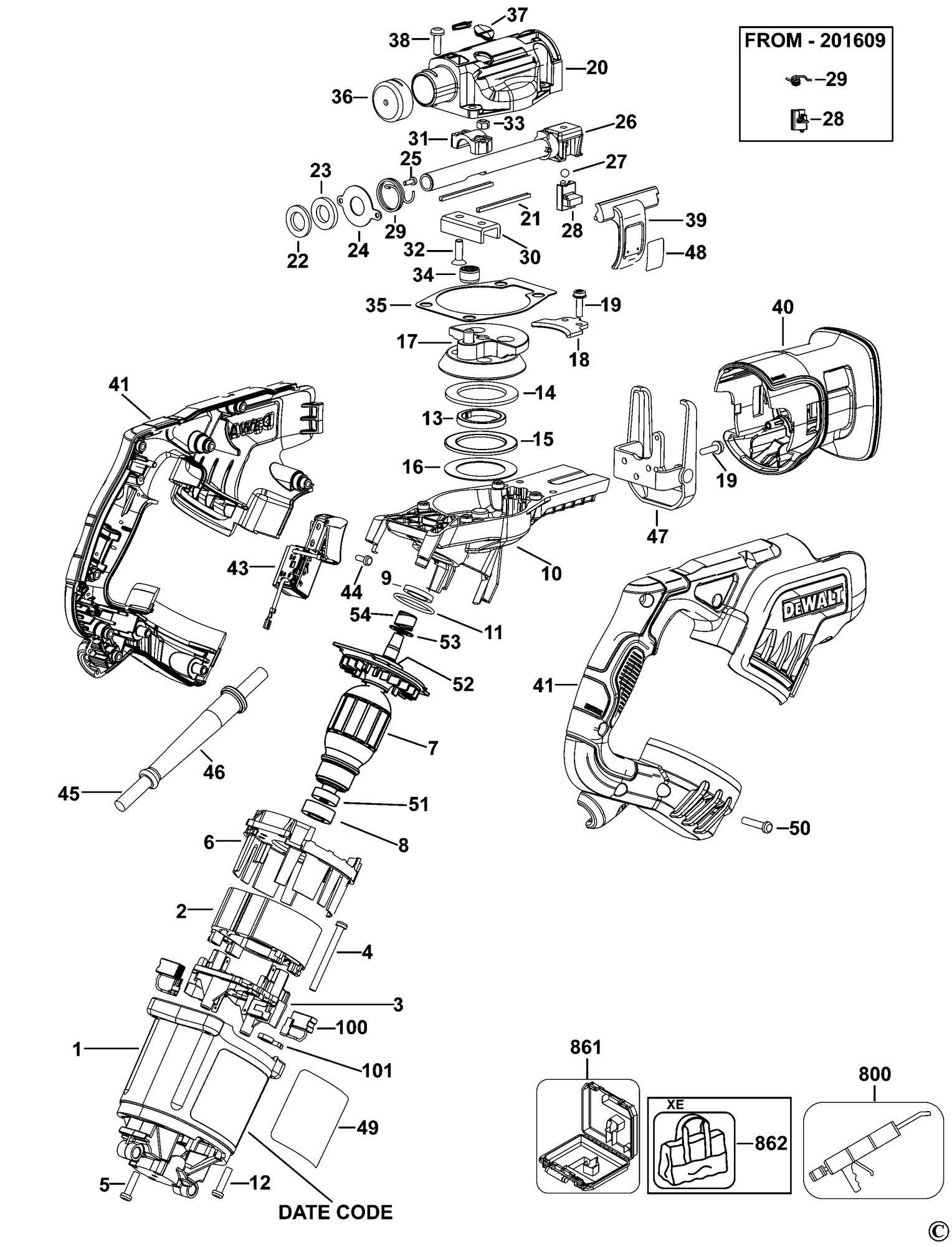 dewalt dws716 parts diagram