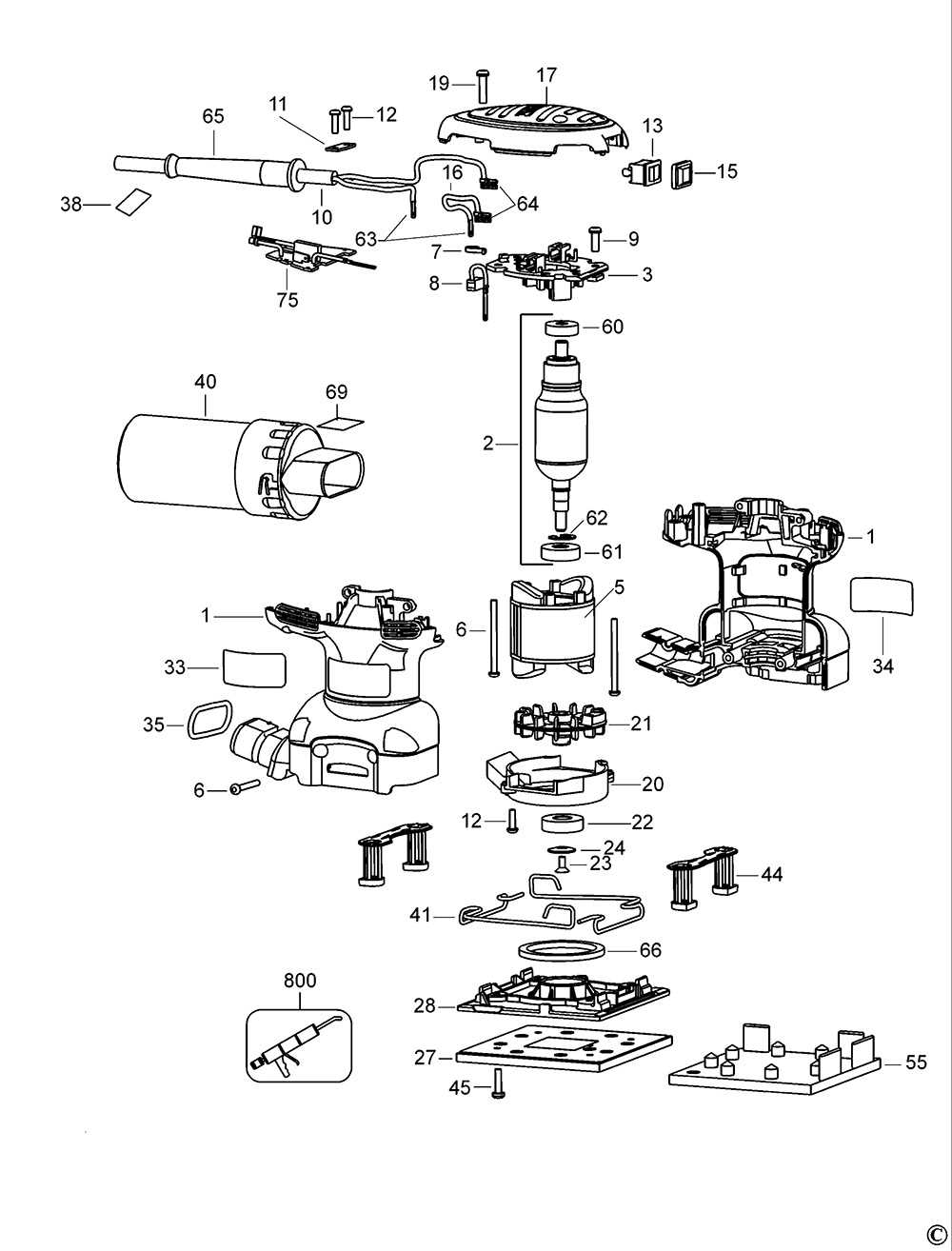 dewalt palm sander parts diagram