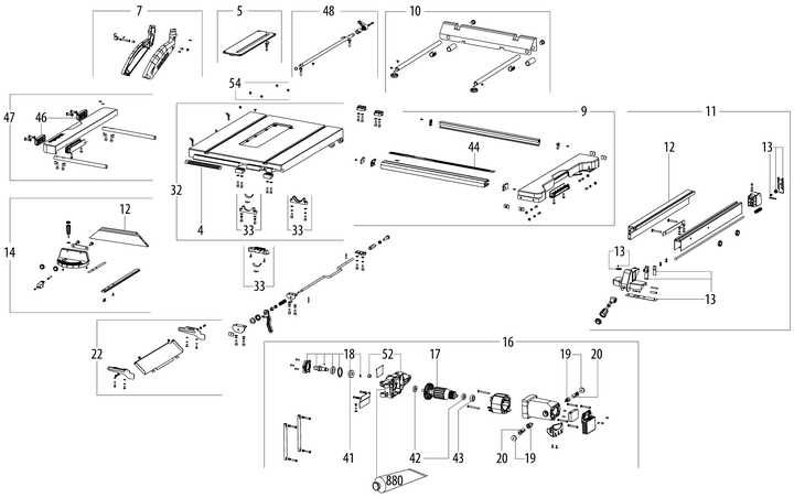 dewalt table saw parts diagram