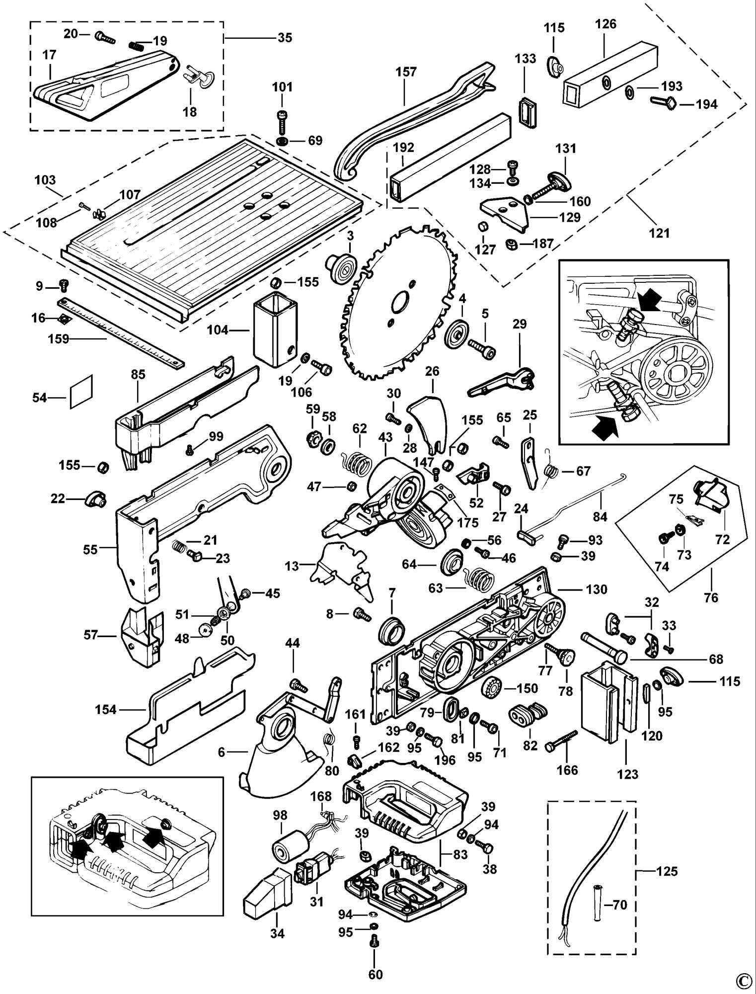 dewalt table saw parts diagram