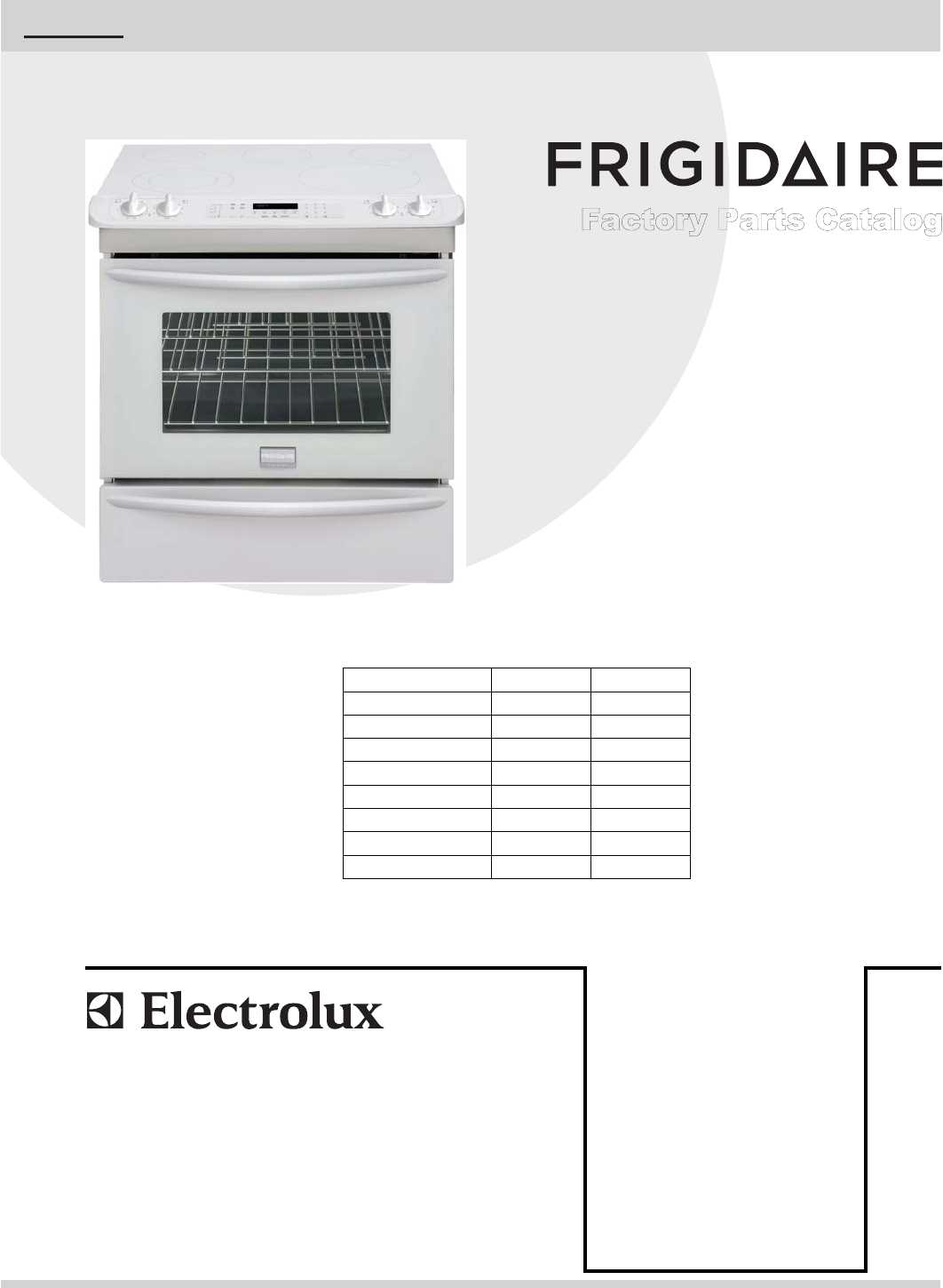 electrolux range parts diagram