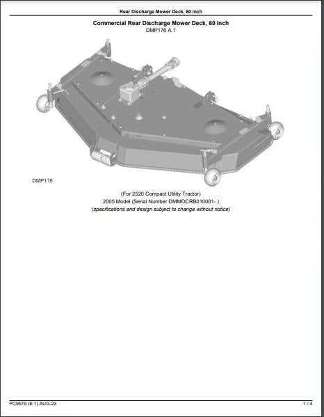 john deere 60 mower deck parts diagram