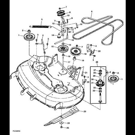 john deere x300 42 inch mower deck parts diagram