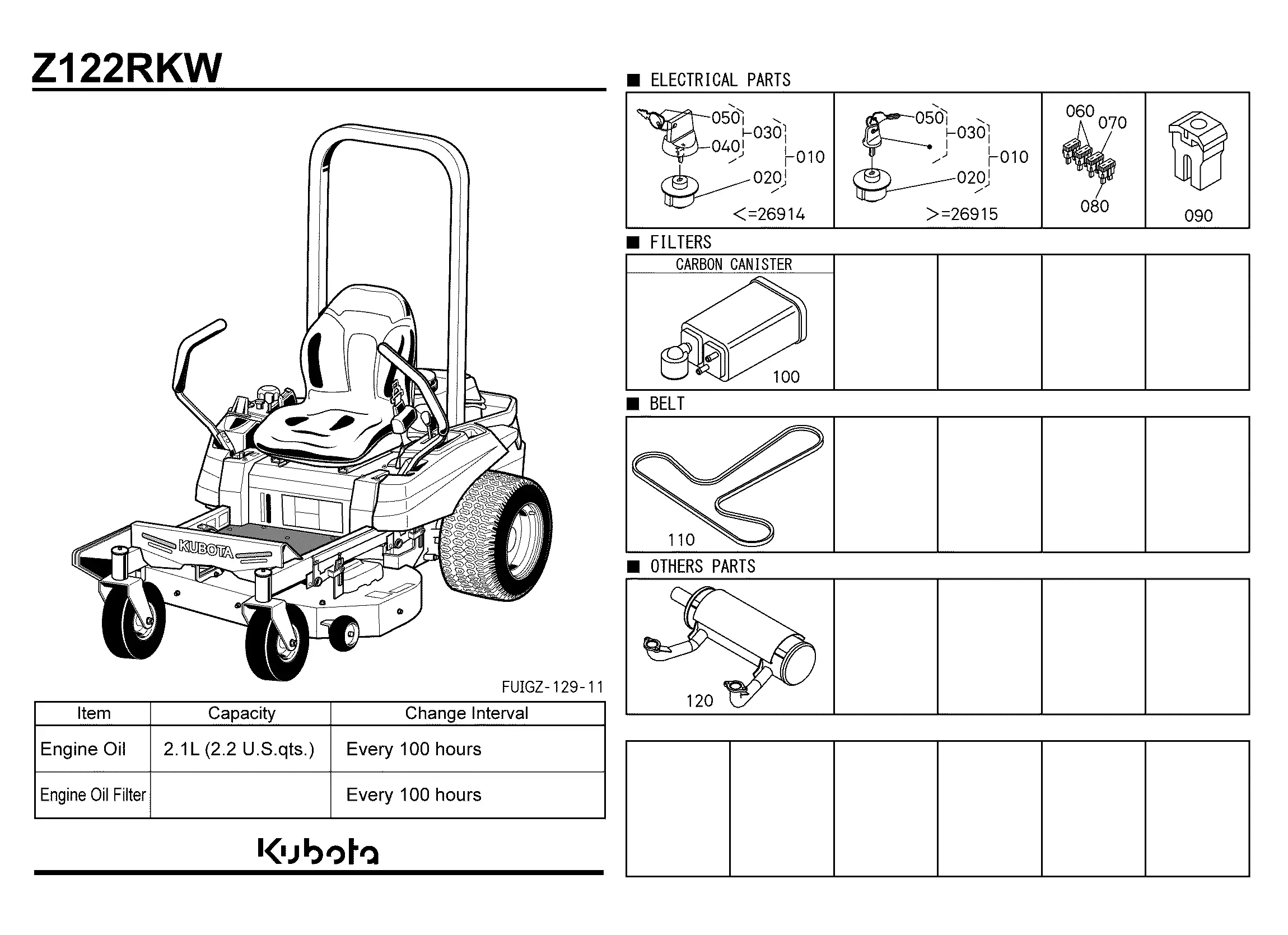 kubota z122rkw 42 parts diagram