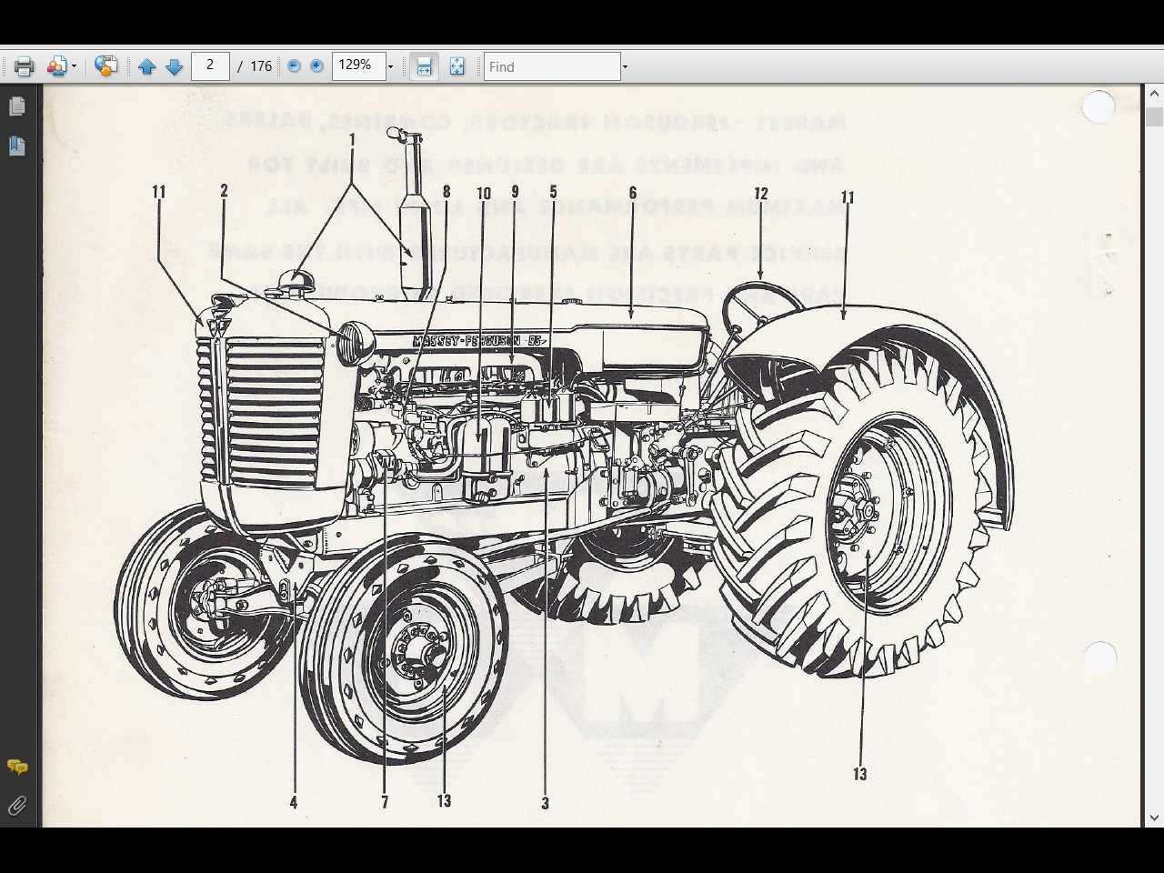 massey ferguson 135 steering parts diagram