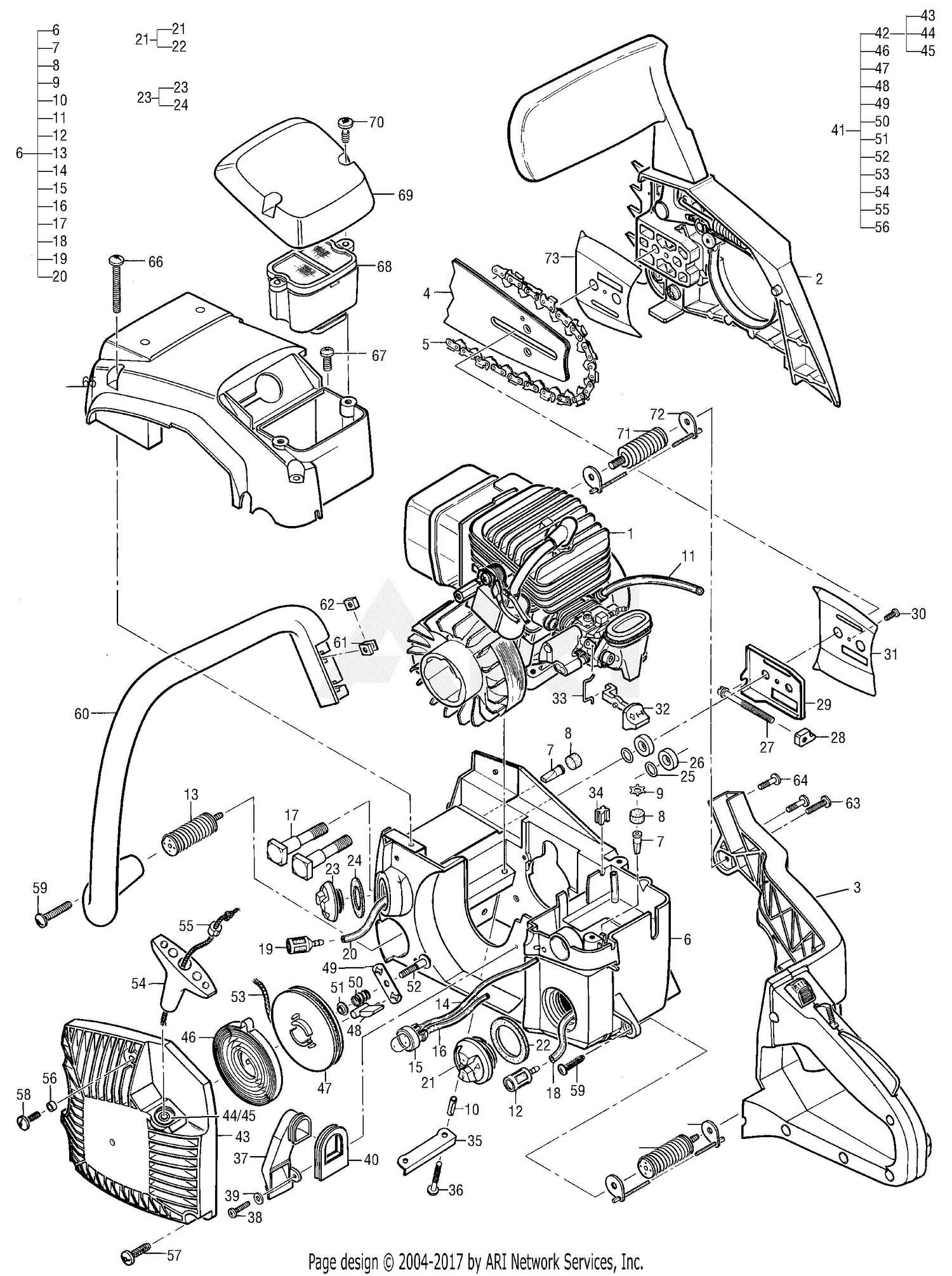 mcculloch 250 chainsaw parts diagram