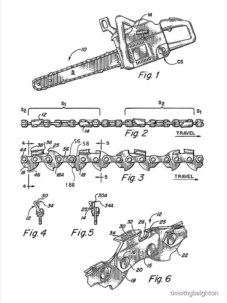 parts of a chainsaw chain diagram