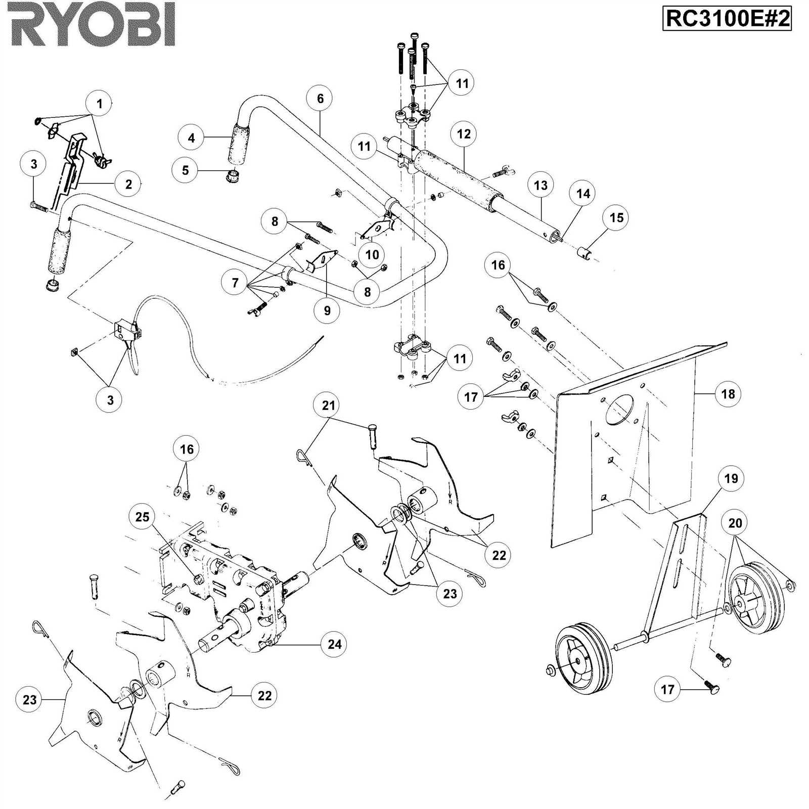 ryobi tiller parts diagram