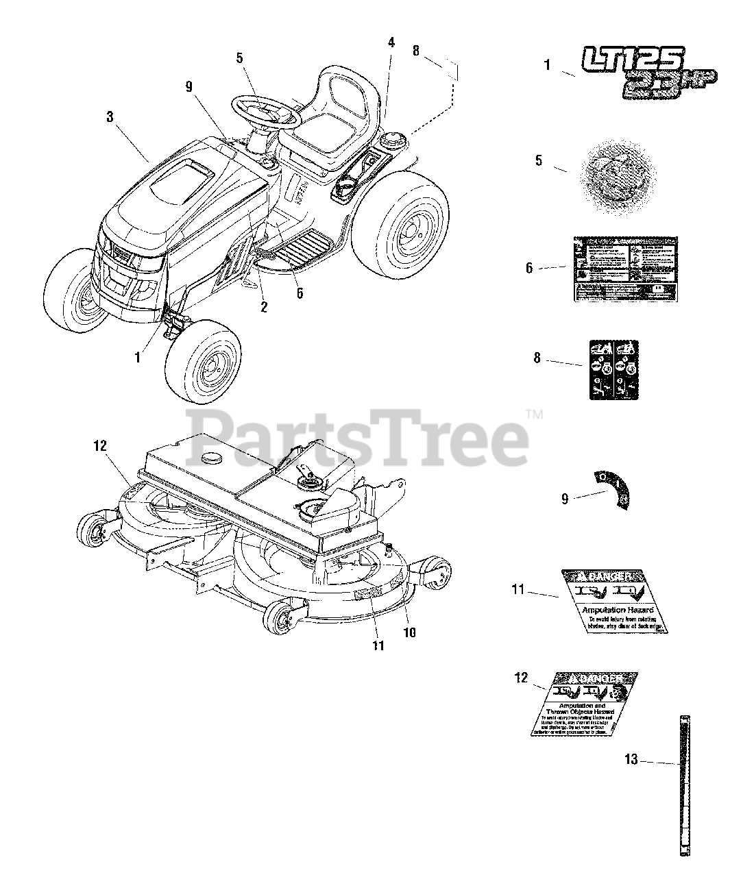 snapper lt125 parts diagram