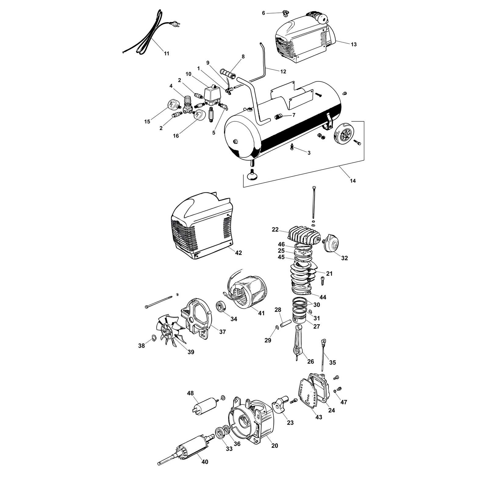 stanley air compressor parts diagram