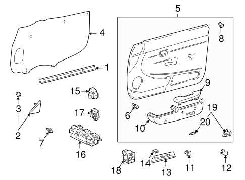 toyota tacoma door parts diagram