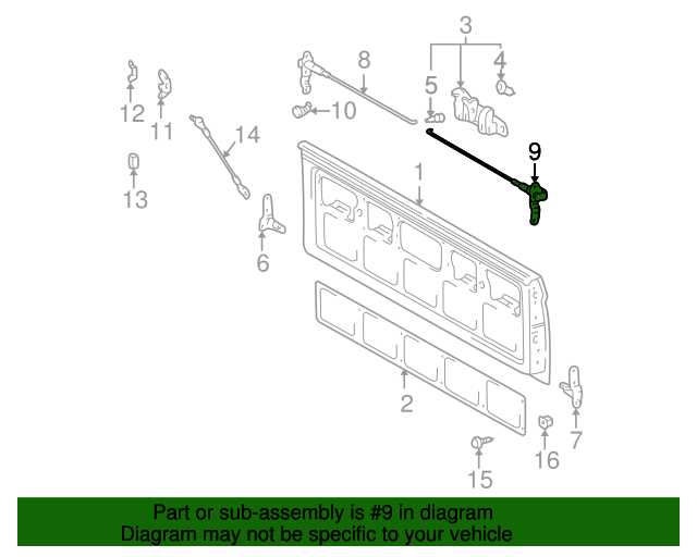 toyota tacoma tailgate parts diagram