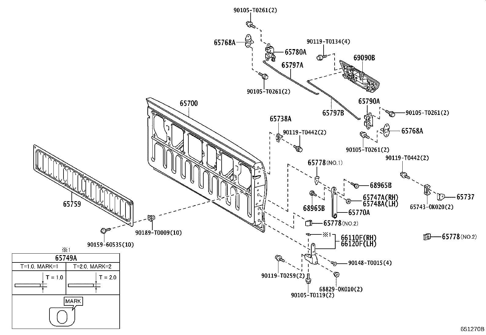 toyota tacoma tailgate parts diagram