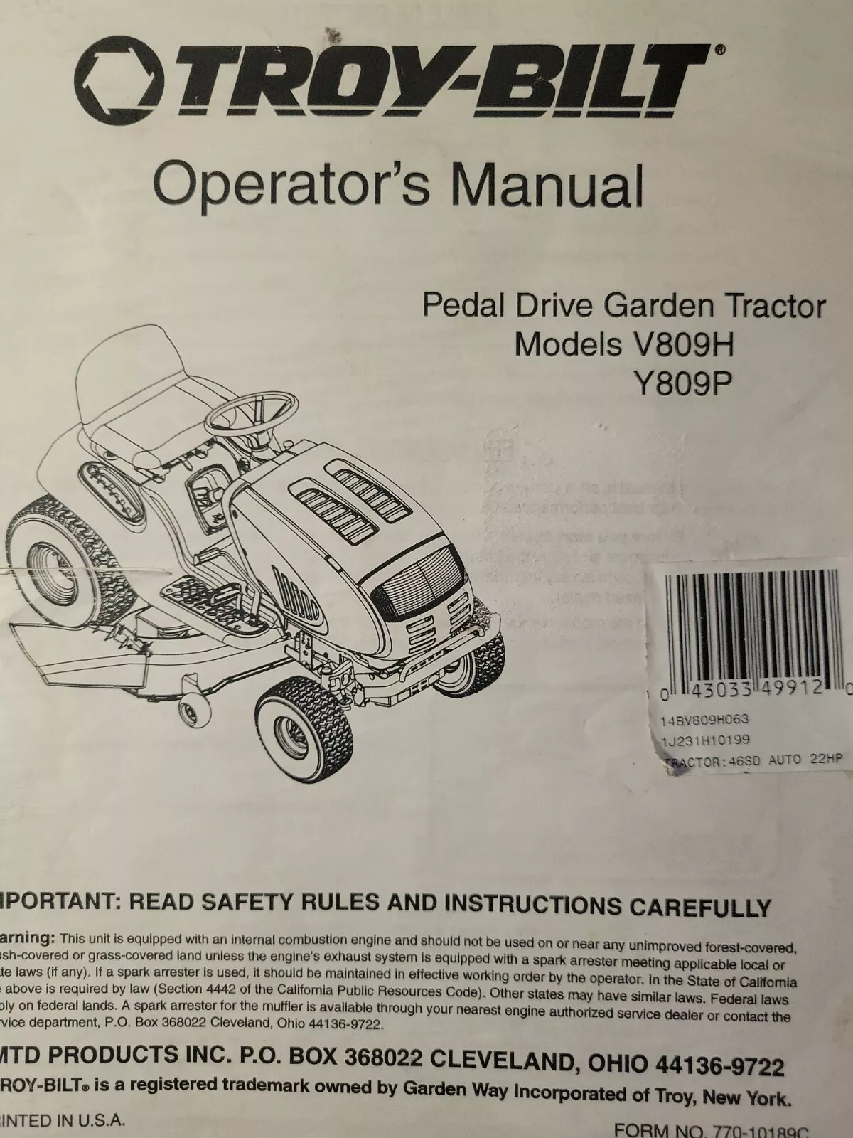 troy bilt parts diagram