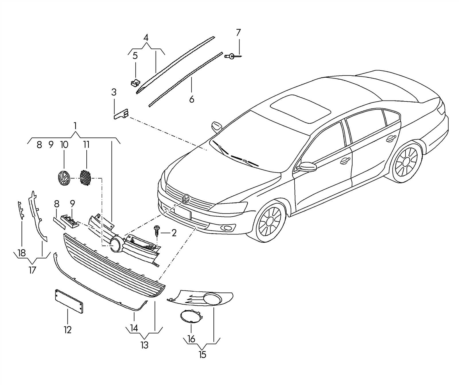 volkswagen jetta body parts diagram