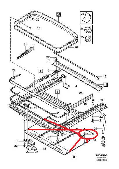 volvo sunroof parts diagram