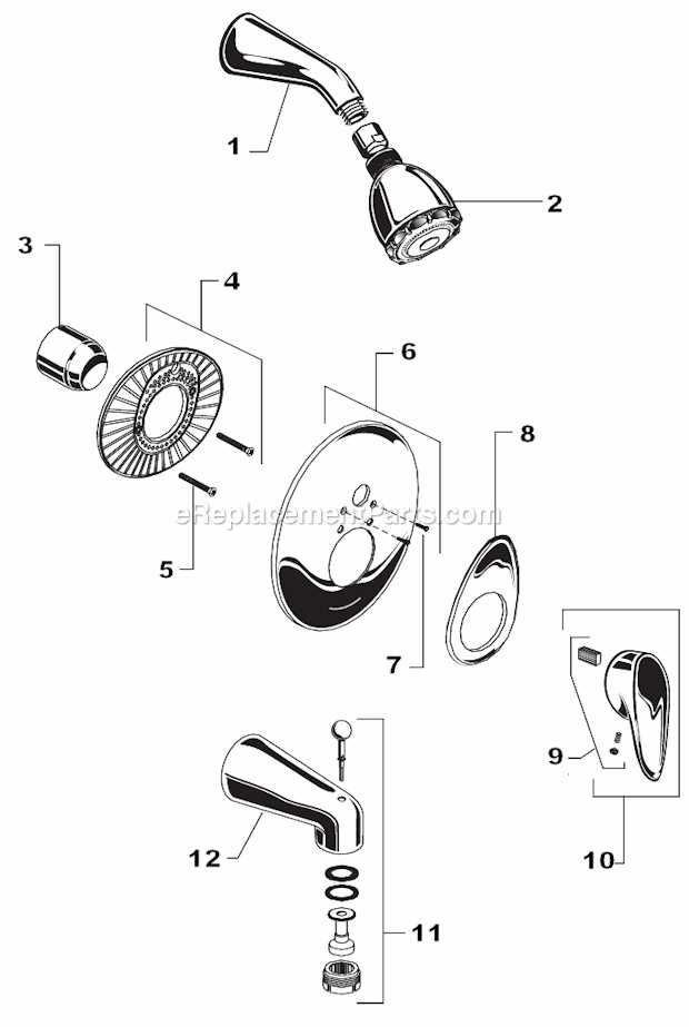 american standard shower parts diagram