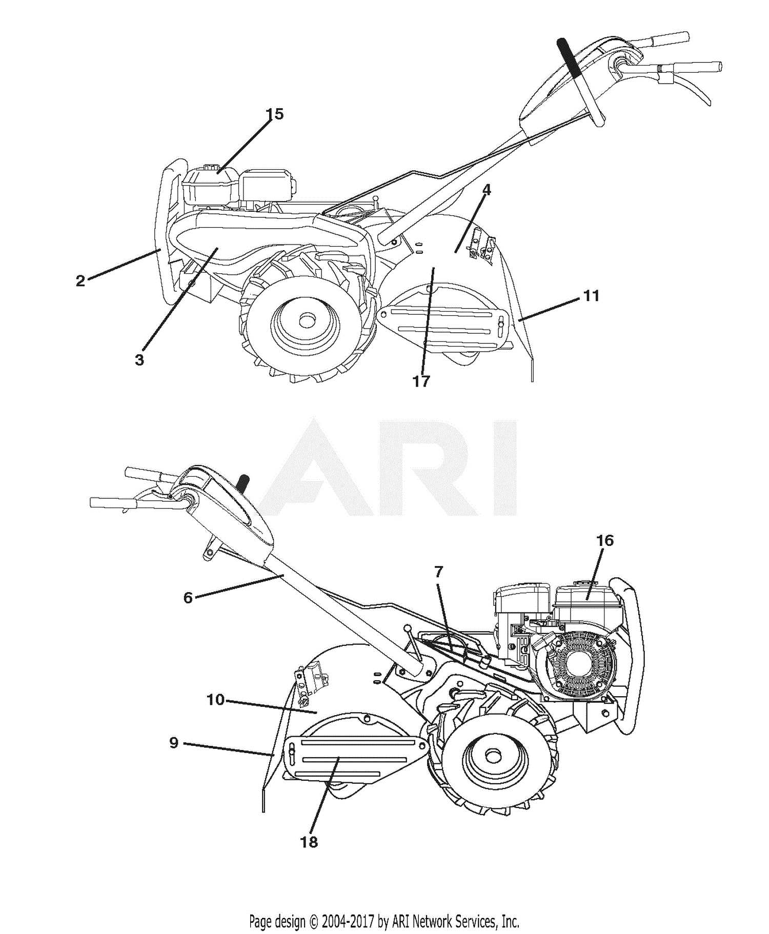 craftsman rear tine tiller parts diagram