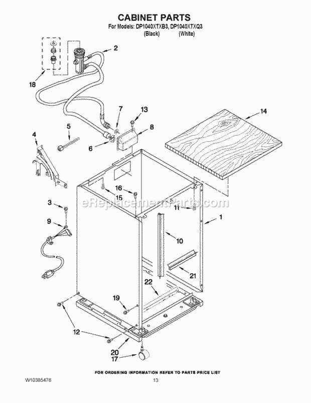 parts of a dishwasher diagram