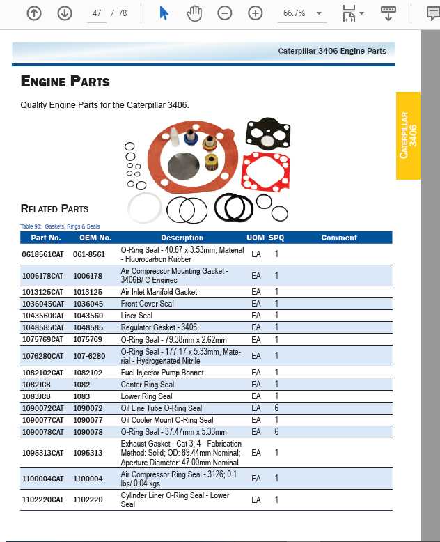 cat 3406 parts diagram