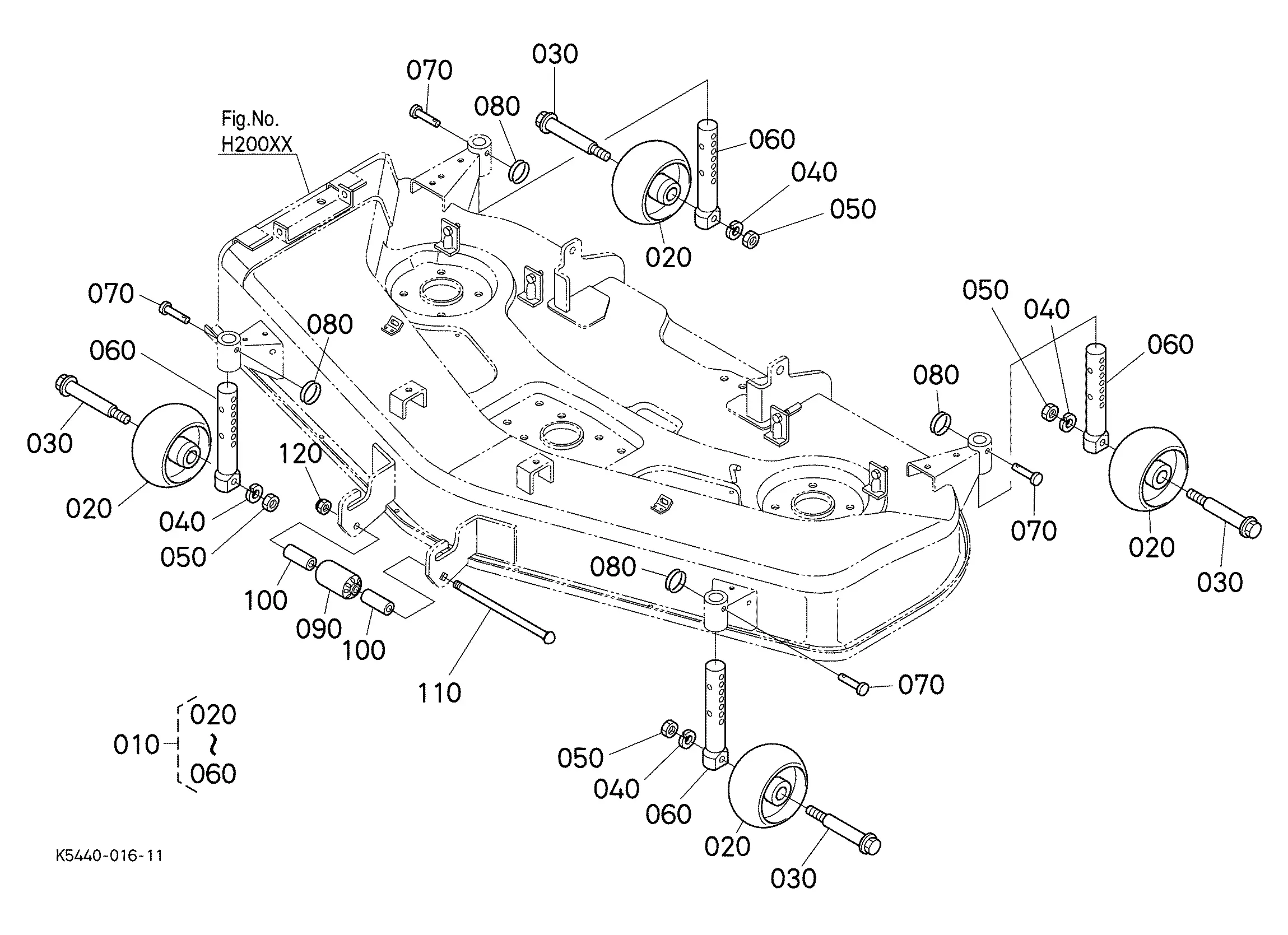 john deere x500 54 mower deck parts diagram