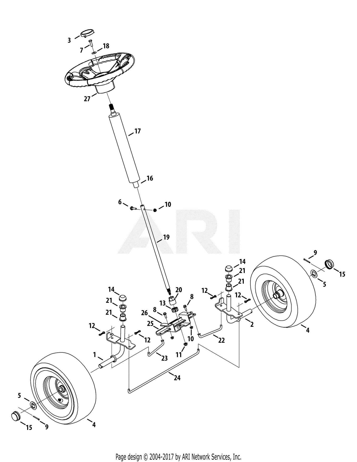 troy bilt riding mower parts diagram