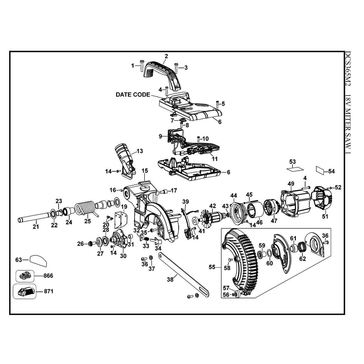 dewalt dhs790 parts diagram