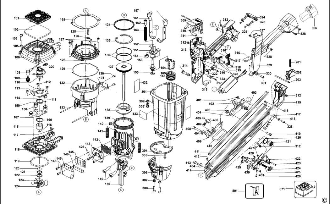 dewalt nail gun parts diagram