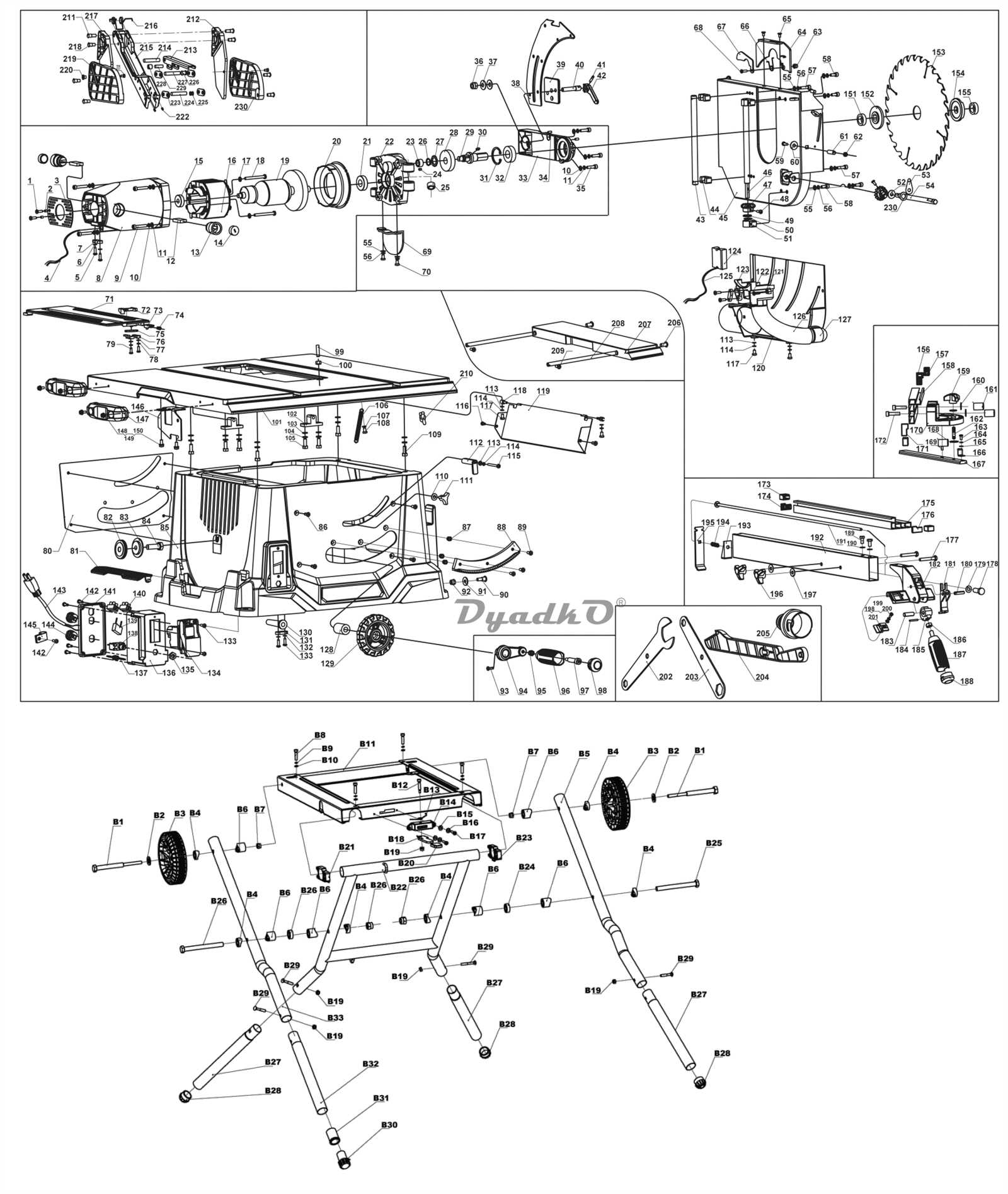 dewalt table saw parts diagram