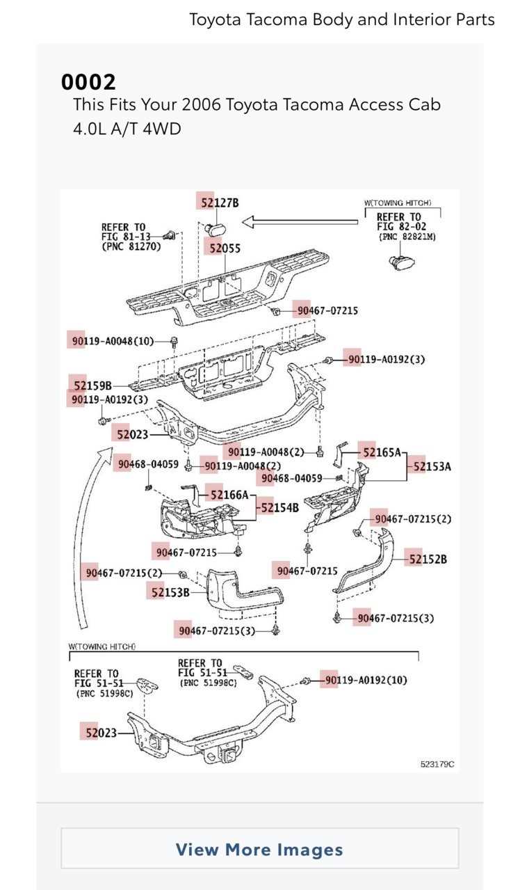 2017 toyota tacoma rear bumper parts diagram