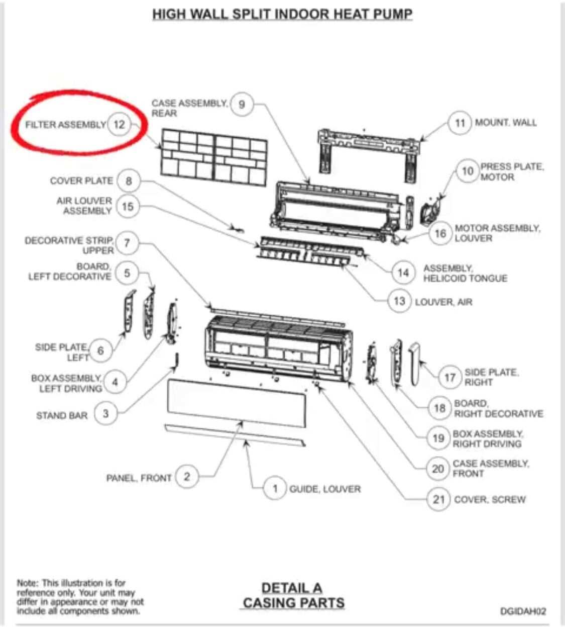 daikin mini split parts diagram