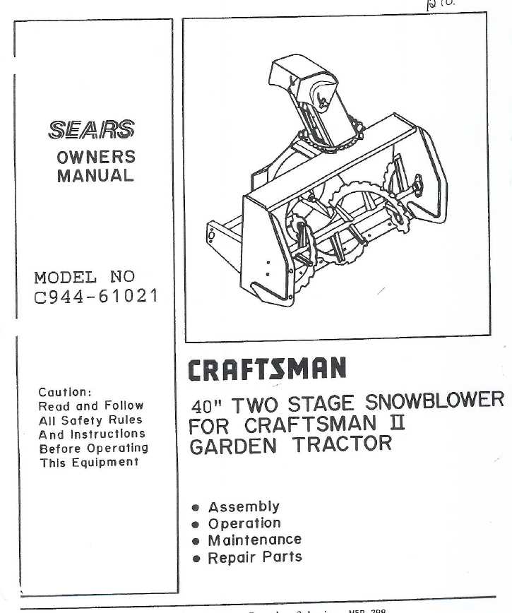 craftsman snowblower parts diagram