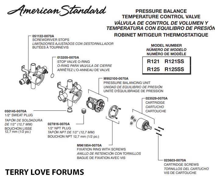 american standard shower parts diagram