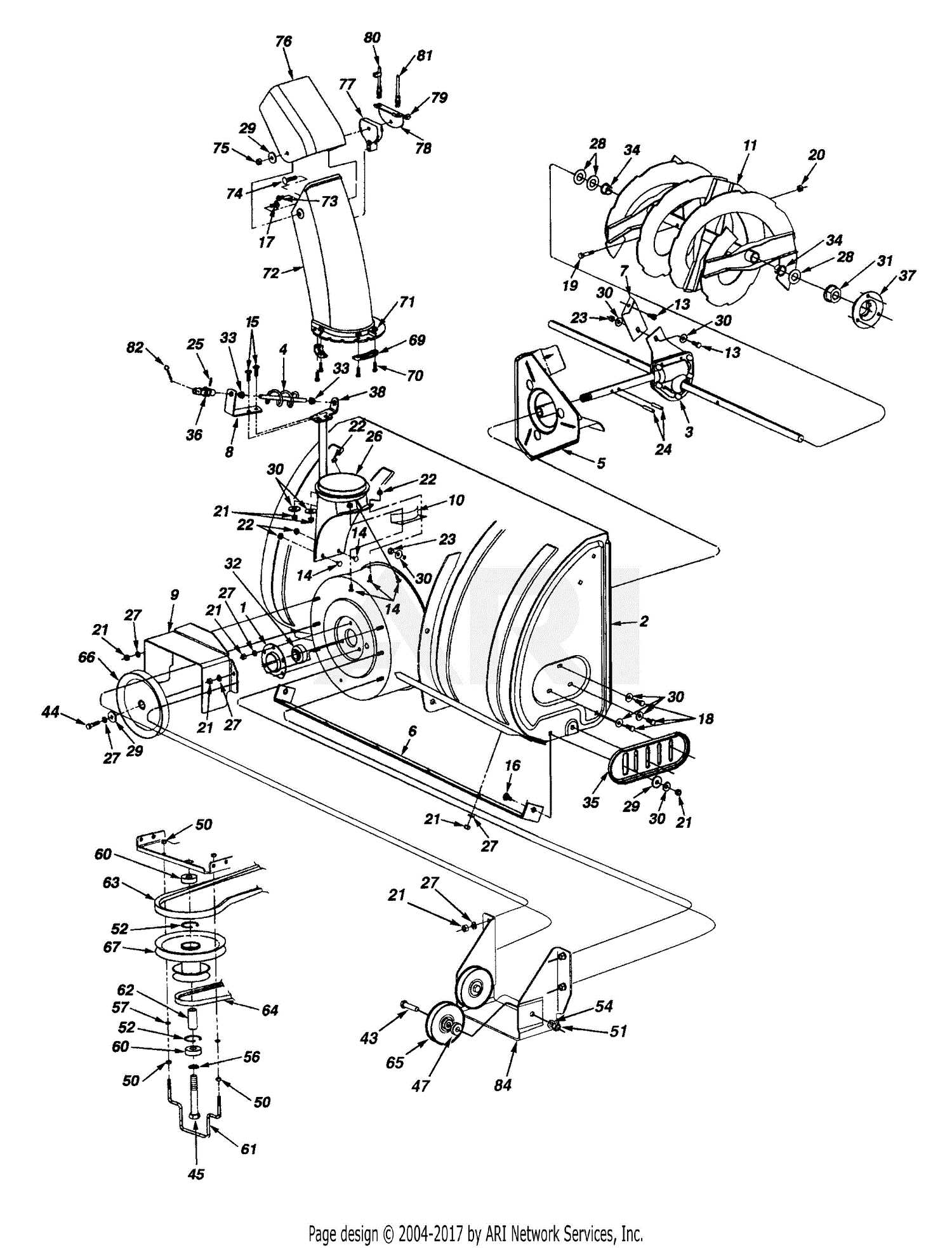 cub cadet 2x snow blower parts diagram