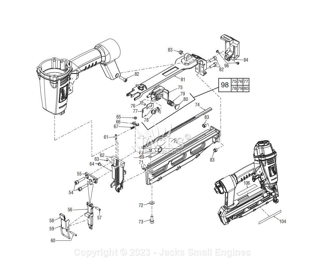 dewalt 18 gauge brad nailer parts diagram