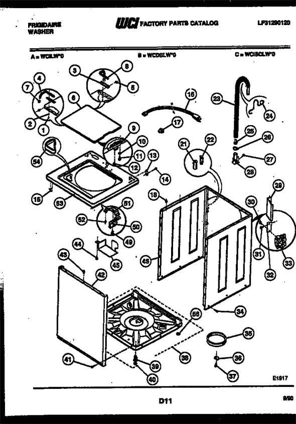 frigidaire stackable washer dryer parts diagram