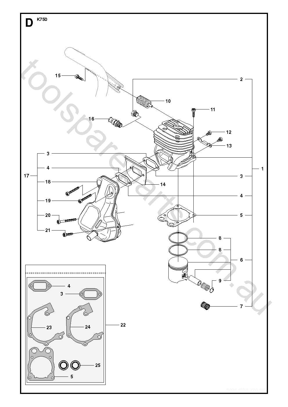 husqvarna k750 parts diagram