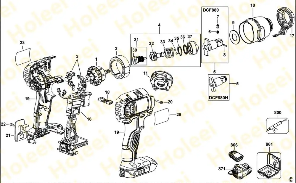 dewalt impact parts diagram