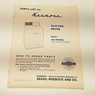 kenmore dryer model 110 parts diagram