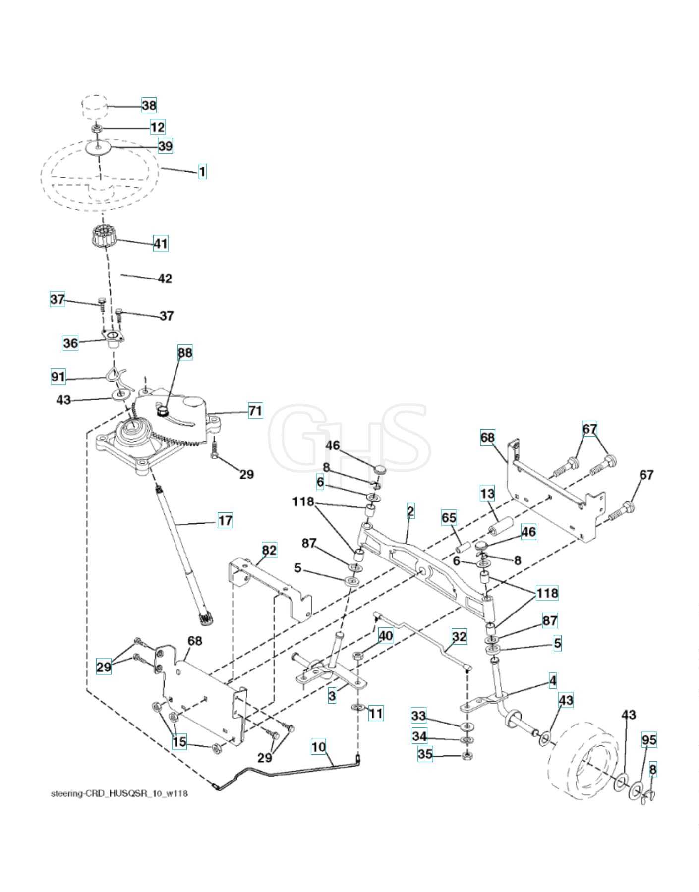 husqvarna steering parts diagram