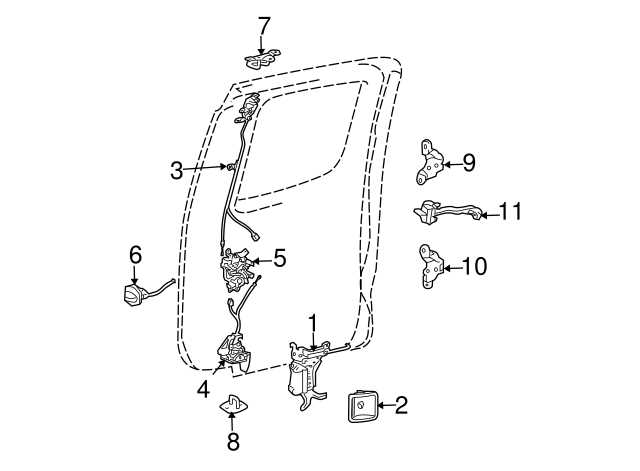 toyota tacoma door parts diagram