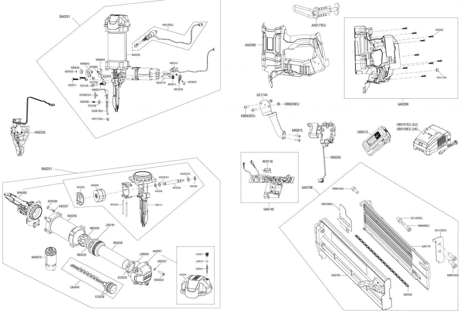 dewalt nail gun parts diagram