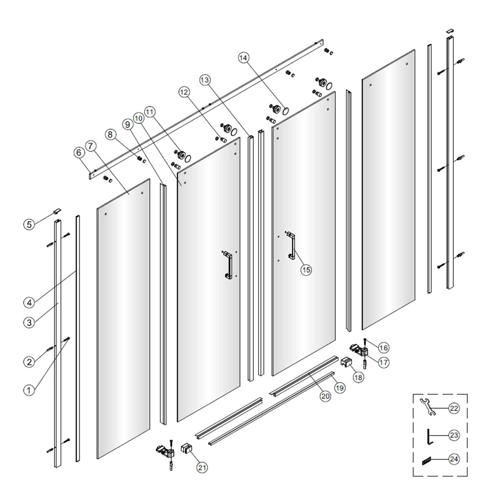 sliding shower door parts diagram