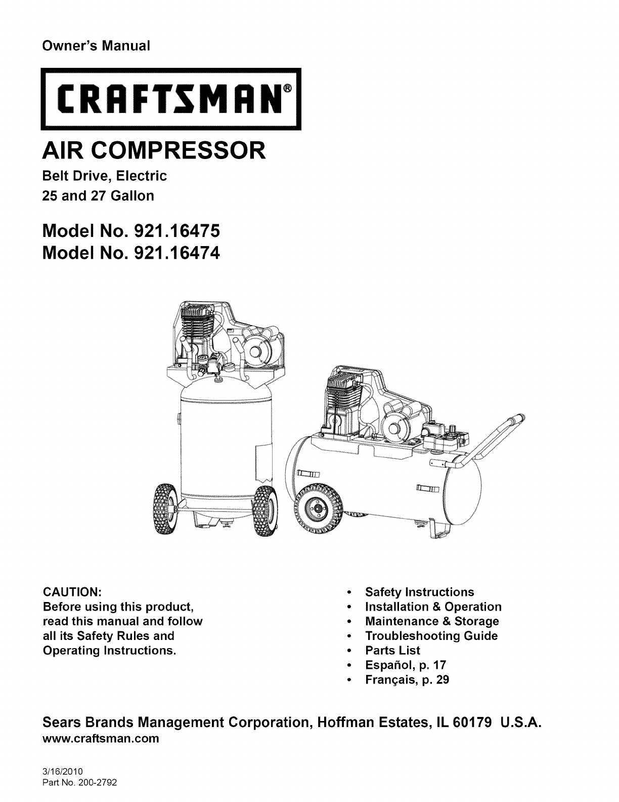 craftsman compressor parts diagram