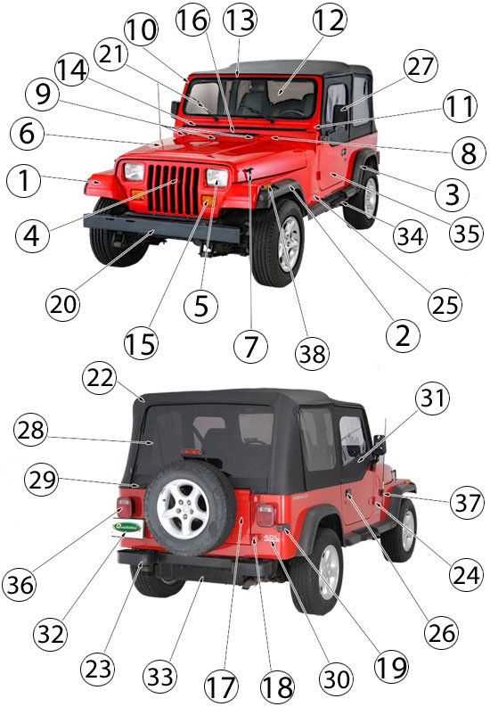 jeep wrangler jk body parts diagram